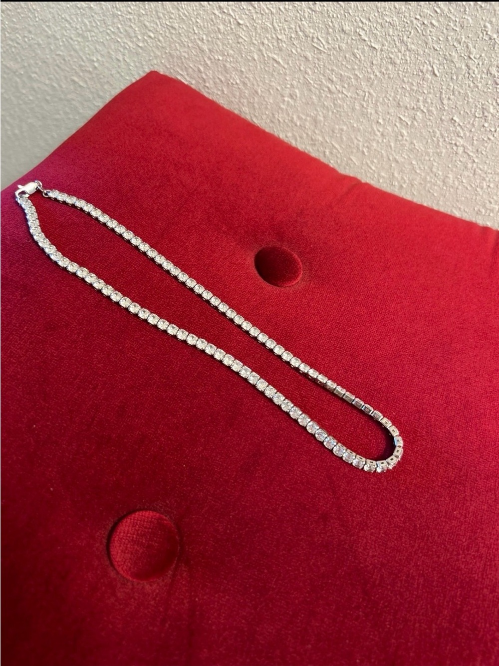 Silver Crystal Tennis Necklace - Sparkling Clear Stones